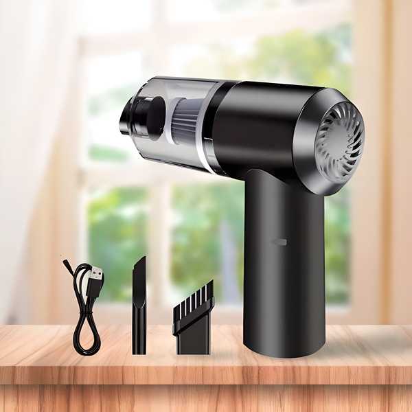 2 - in - 1 Wireless Handheld Vacuum Cleaner & Air Duster – 120W Powerful Car & Home Mini Vacuum with 5500PA Suction, LED Light & Rechargeable Battery - Shoopers